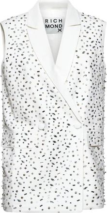 John Richmond Gilet sartoriale con applicazioni all over - Dames - Gillet - Wit - 2XS - Leer - Kostuums