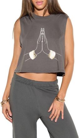Spiritual Gangster Sacred Peace Spirit Crop Tank in Vintage Black at Nordstrom, Size X-Large