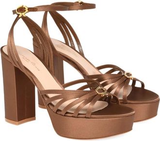 Gianvito Rossi Sandalen met blokhak en bandjes - Bruin