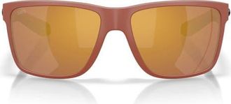Costa 58mm Broadbill II Polarized Rectangle Sunglasses in Matte Terra Cotta /Gold 580G at Nordstrom