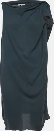 Lanvin Green Crepe Draped Mini Dress