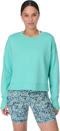 Sweaty Betty After Class Crop Sweatshirt Womens Sweatshirt Sea Spray Blue : LG, Modal/Cotton