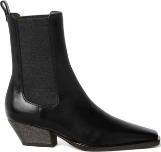 Brunello Cucinelli Brunello Cucinelli, Cowboy Boots, female, Black, Size: 7 1/2 US Black Cuban Heel Boots Elasticated Panels
