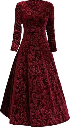 Generic AMDOLE Prom Dress Short Formal V Neck Prom Gown for Women Elegant Ball Gown 3/4 Sleeve Maxi Dress Empire Waist Bridesmaid Wedding Charming Dress Women