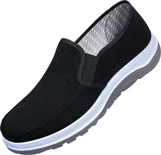 Generic Mens Casual with Top Loafers Slip on Sneakers Summer Walking Shoes Soft Sole Lightweight Comfortable Breathable Outdoor Leisure Sneakers Black