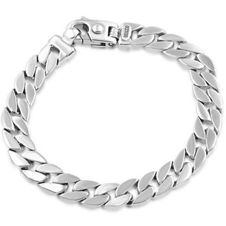 Pompeii3 Braccio Mens 37 Gram Round Curb Link Solid Silver Bracelet 8.5