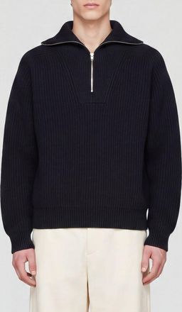 Jil Sander Maglione a collo alto in pura lana con chiusura a mezza zip