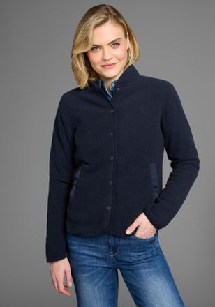 Polarino Fleecejacke POLARINO, Damen, Gr. 36/38, blau (navy), Fleece, Obermaterial: 100% Polyester, unifarben, bequem h&uuml;ftlang, eingefasste Kante kontrastfarbe