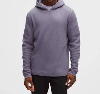 lululemon Mens Cotton Blend Waffle Knit Hoodie In Grape Mist