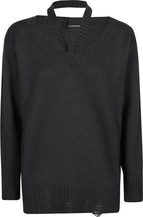 Canessa V-hals trui - Dames - Cashmere truien - Zwart - XS - Kasjmier - Truien & Vesten