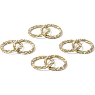 Tiramisu Gilded Pearl Weave Set of 4 Napkin Rings in Gold at Nordstrom Rack