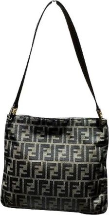 Fendi Pre-owned Shoulder Bags, female, Brown, Size: ONE SIZE Pre-owned Zucca Leather Canvas 2way Bag