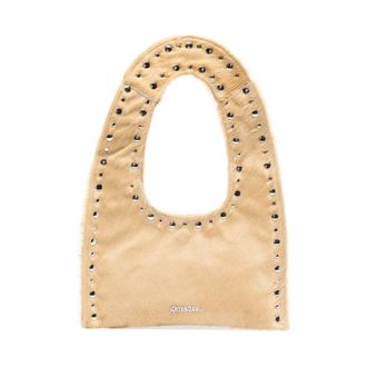 Gimaguas Studded Beige Pony Fur Handbag - female - Gimaguas - Shoulder Bags - Beige - ONE SIZE - Bags