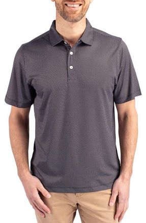 Cutter & Buck Pike Symmetry Print Recycled Blend Polo in Black/White at Nordstrom, Size Xxx-Large