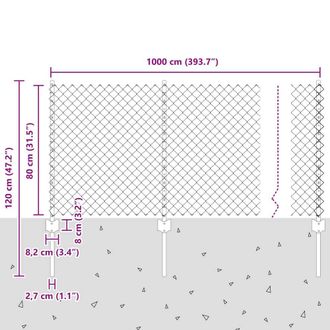 Berkfield Home Green Chain Link Fence with 10 U Posts Green 0.8x10 m Steel