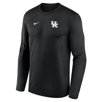 Nike Kentucky Sideline Legend Small Logo Nike Mens Dri-FIT College Long-Sleeve T-Shirt in Black | 02TJ00ANKY-HE3