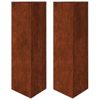 vidaXL Vidaxl - Jardineras Triangulares 2 Uds Acero Oxidado 30x26x75 Cm
