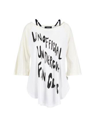 Undercover White Loose-Fitting Layered Detail Graphic Top