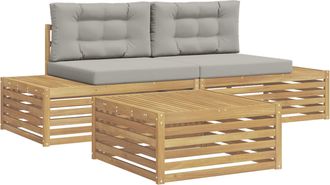 vidaXL 4 Uds. Conjunto De Sof&aacute;s De Exterior Poli&eacute;ster Blanco Vidaxl