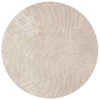 vidaXL Alfombras De &Aacute;rea Redondo Palmeras Beige &Oslash; 120 Cm Poli&eacute;ster Vidaxl