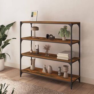 Berkfield Home Charming Book Cabinet Smoked Oak 100x33x100 cm Engineered Wood an in Brown | Size: 100 x 33 x 100 cm