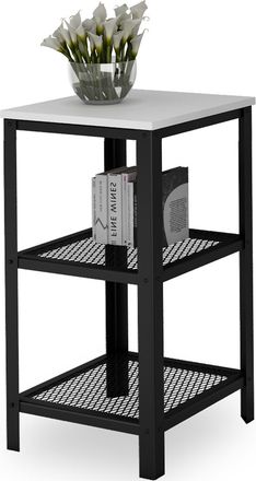 OEM Estanter&iacute;a Industrial De 3 Niveles Para Sal&oacute;n, Atornillada, 40x40x80 Cm, Negra Y Blanca Mate