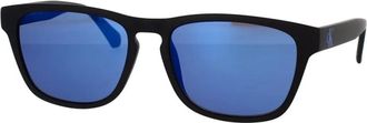 Calvin Klein Vierkante zonnebril met blauw gespiegelde lenzen - unisex - Zonnebrillen - Zwart - 55 MM - Accessoires
