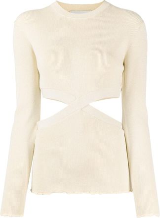 3.1 Phillip Lim lurex cut-out knitted top - women - Viscose/Metallized Polyester/Polyester/Nylon - S - Neutrals