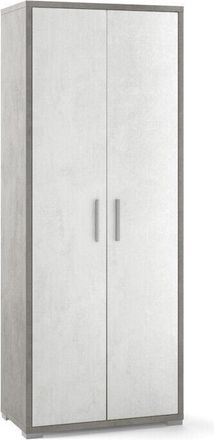 OEM Armario Multiusos De Dos Puertas Cemento Blanco 71x41x H182 Cm