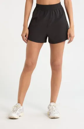 Zella Atlas High Waist Daily Shorts in Black at Nordstrom, Size X-Small