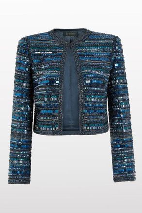 Jenny Packham Alma Beaded Jacket in Blackthorne Blue at Nordstrom, Size 10 Uk