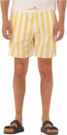 Scotch & Soda Gestreepte Mid-length Zwemshort - Heren - Strandmode - Geel - L - Polyester - Badmode