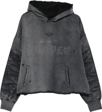 Purple Verfraaide fleece hoodie met capuchon - Grijs