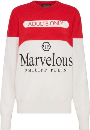 Philipp Plein Cashmere Pullover Ronde Hals Marvelous - Dames - Cashmere truien - Wit - M - Kasjmier - Truien & Vesten