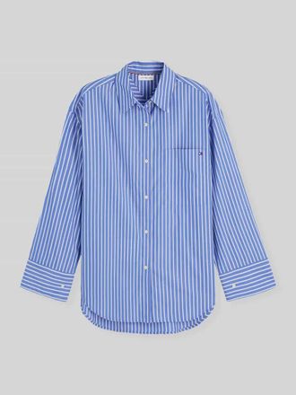 Tommy Hilfiger Relaxed Fit Langarmbluse aus reiner Baumwolle in Marine, Gr&ouml;&szlig;e 34