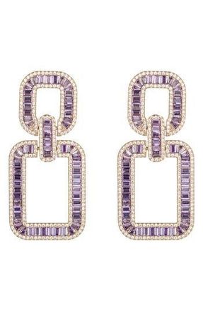 Eye Candy Los Angeles Sophie Cubic Zirconia Geometric Drop Earrings in Purple at Nordstrom Rack