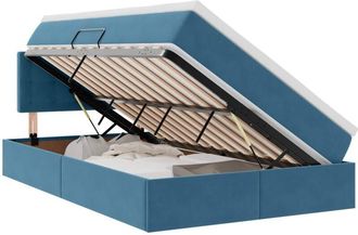 vidaXL Storage Bed with Mattress Dark Blue 120 x 200 cm Velvet vidaXL