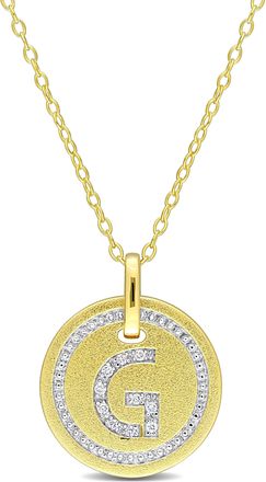 Mimi & Max G Initial Diamond Accent Pendant with Chain in Yellow Plated Sterling Silver