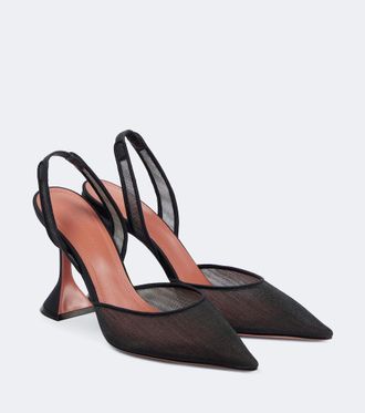 Amina Muaddi Holli mesh slingback pumps