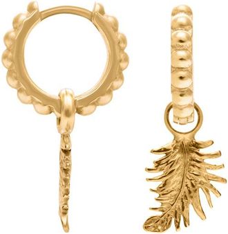 Dower & Hall Feather Charm Huggie Hoops