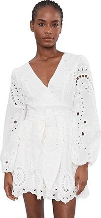 Avec Les Filles Broderie Anglaise Cotton Romper Dress Womens Dress White : 14
