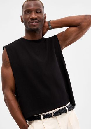 Le 31 Mens Cropped ribbed muscle Tee Shirt