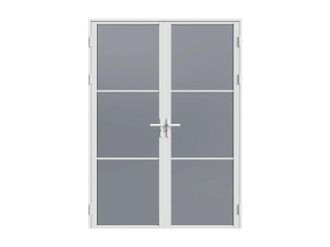 Vente-Unique Blocco Porta Reversibile A Due Battanti In Alluminio E Vetro Temperato Fum&eacute; - 2 X H204 X L73 Cm - Bianco - Maseru