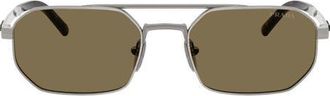 Prada 55mm Irregular Sunglasses in Satin Gunmetal /Light Brown at Nordstrom