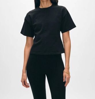 White + Warren Superfine Organic Cotton Waisted T Shirt In Black
