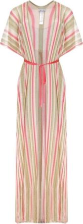 Beliza Badmode, Dames, Veelkleurig, ONE Size, Polyester, Gestreepte Roze Gebreide Gilet