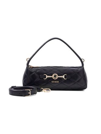 Guess Quilted Polyurethane Shoulder Bag - Black