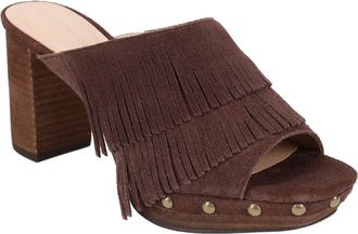 Pelle Moda Fringe Studded Block Heel Sandal in Espresso at Nordstrom, Size 5.5