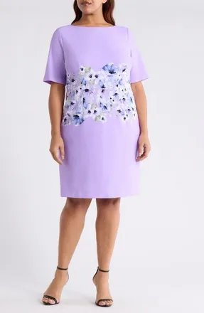 Kasper Floral Print Sheath Dress in Lavendar Mist Multi at Nordstrom, Size 20W