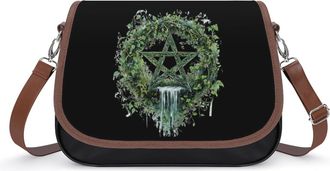 Generic Pentacle Altar Pentagram Forests Crossbody Bags for Women Fashion Leather Shoulder Handbags With Adjustable Strap